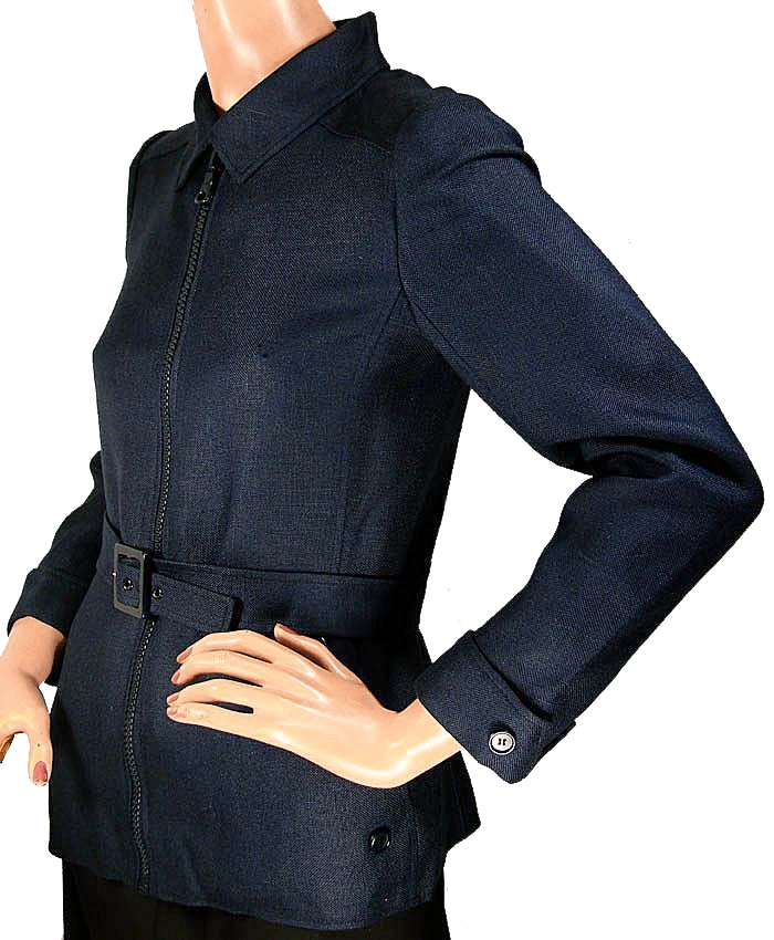 Vintage Courreges 70s Blue Rayon Jacket - S - Poppy's Vintage Clothing
