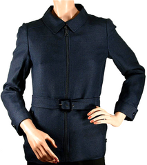Vintage Courreges 70s Blue Rayon Jacket - S - Poppy's Vintage Clothing