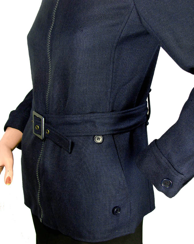 Vintage Courreges 70s Blue Rayon Jacket - S - Poppy's Vintage Clothing