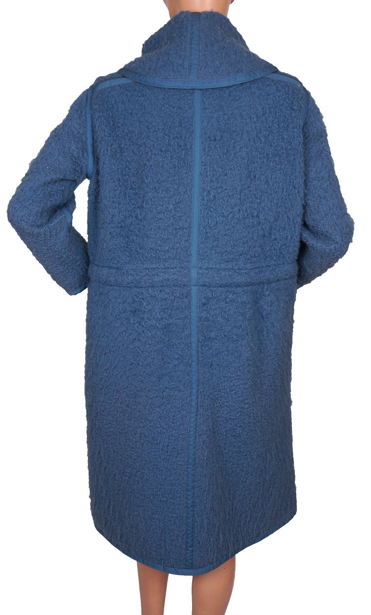 Vintage 70s Andre Courreges Paris Blue Wool Coat Size S - Poppy's Vintage Clothing
