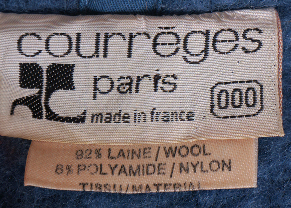 Vintage 70s Andre Courreges Paris Blue Wool Coat Size S - Poppy's Vintage Clothing