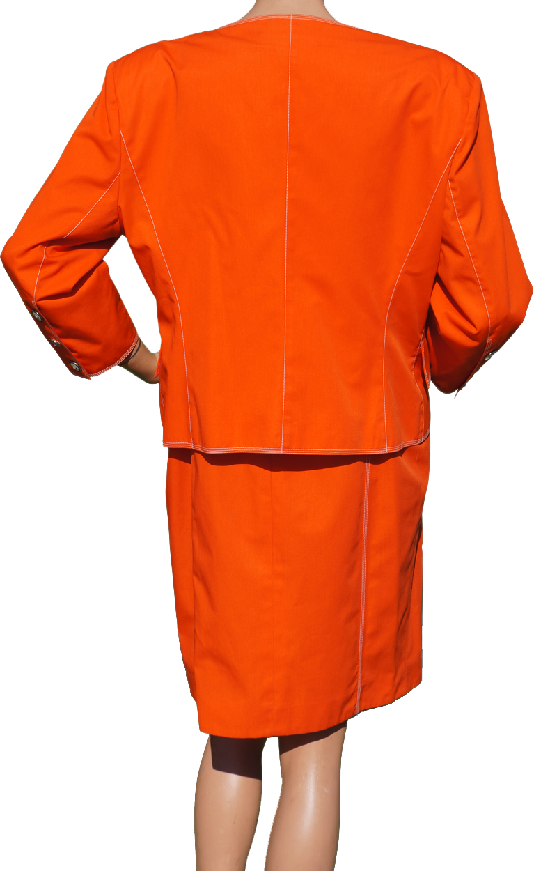 Vintage 1980s Courreges Dress with Jacket - Orange - L - Poppy's Vintage Clothing