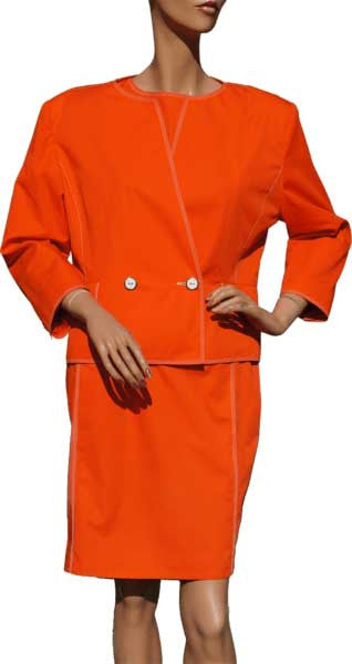 Vintage 1980s Courreges Dress with Jacket - Orange - L - Poppy's Vintage Clothing