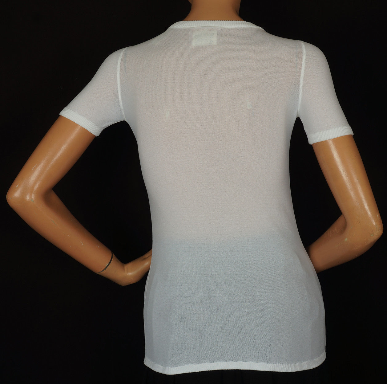 Vintage 1970s Courreges Sheer White T Shirt  Size S - Poppy's Vintage Clothing