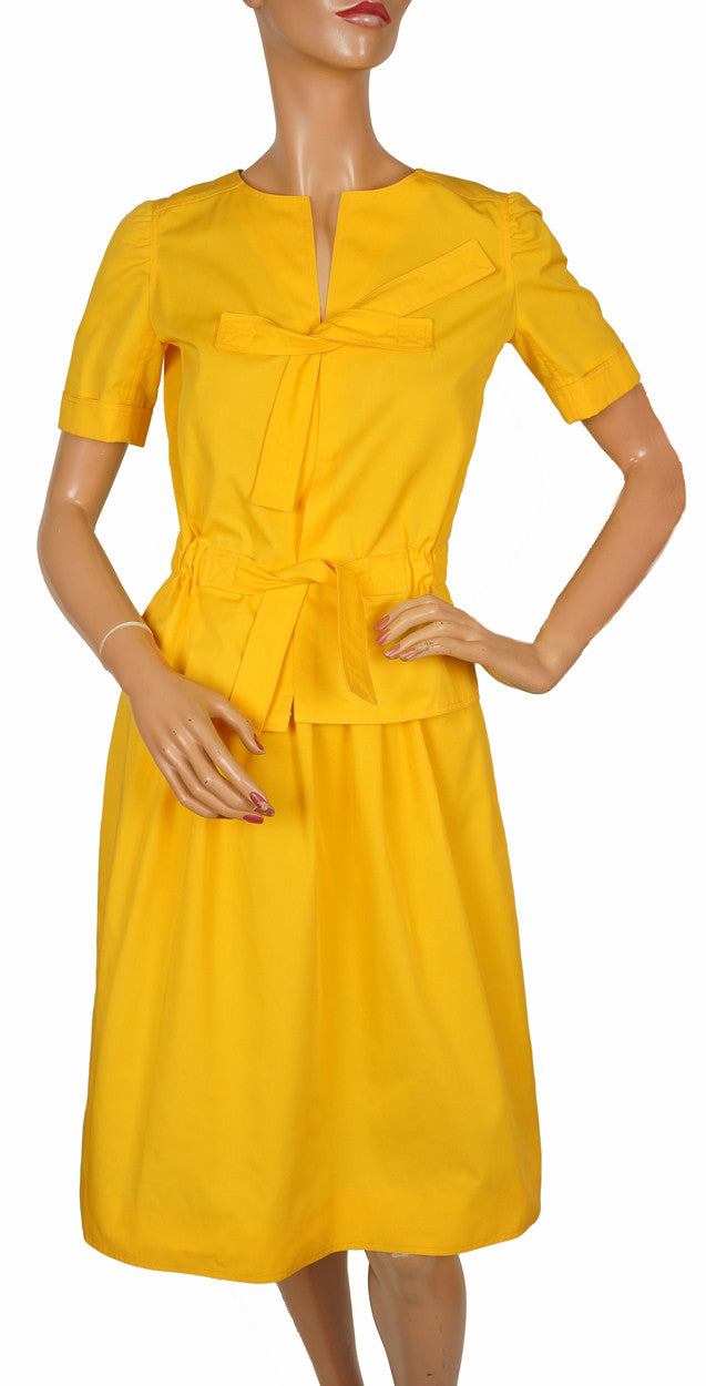 70s Vintage Top & Skirt Set by Andre Courreges in Bright Yellow