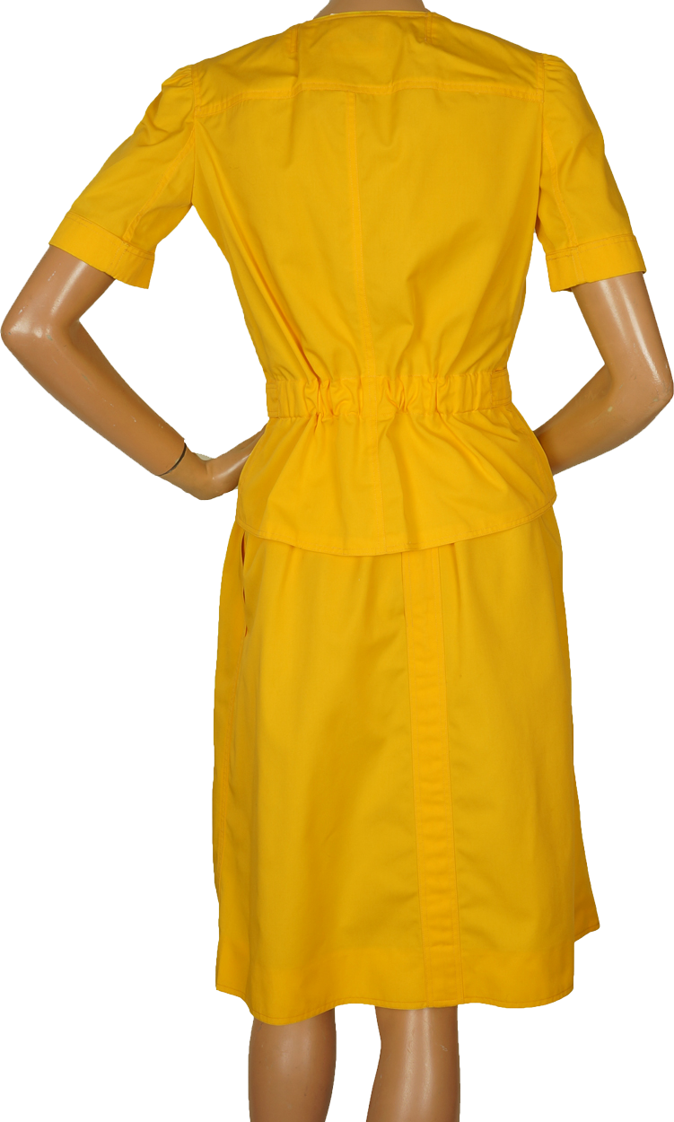 70s Vintage Top & Skirt Set by Andre Courreges in Bright Yellow Cotton Blend - Poppy's Vintage Clothing