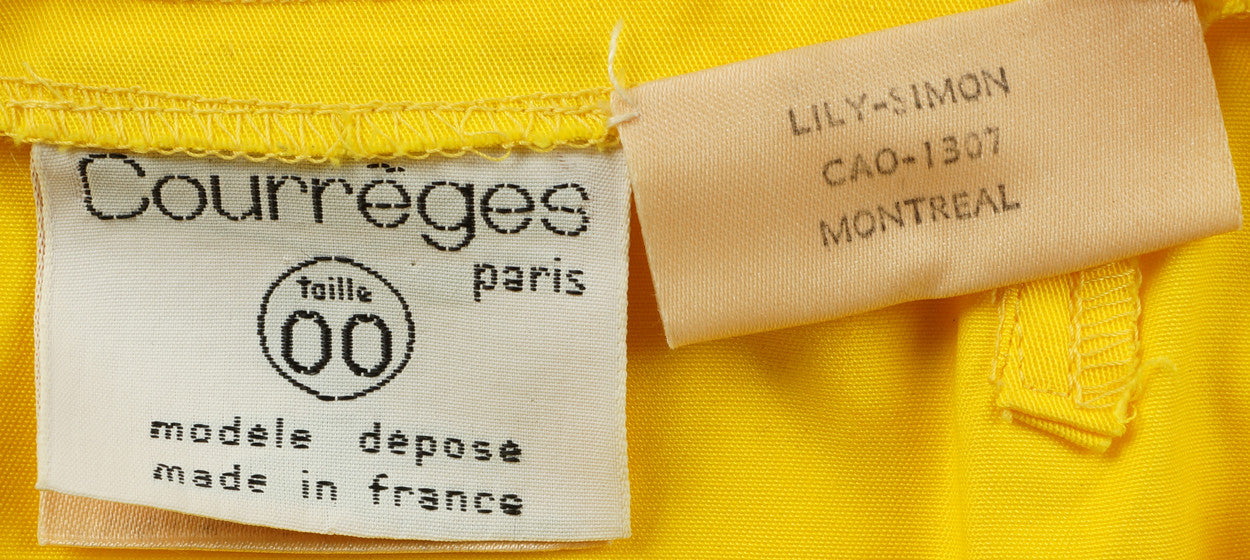 70s Vintage Top & Skirt Set by Andre Courreges in Bright Yellow Cotton Blend - Poppy's Vintage Clothing