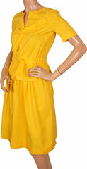 70s Vintage Top & Skirt Set by Andre Courreges in Bright Yellow Cotton Blend - Poppy's Vintage Clothing