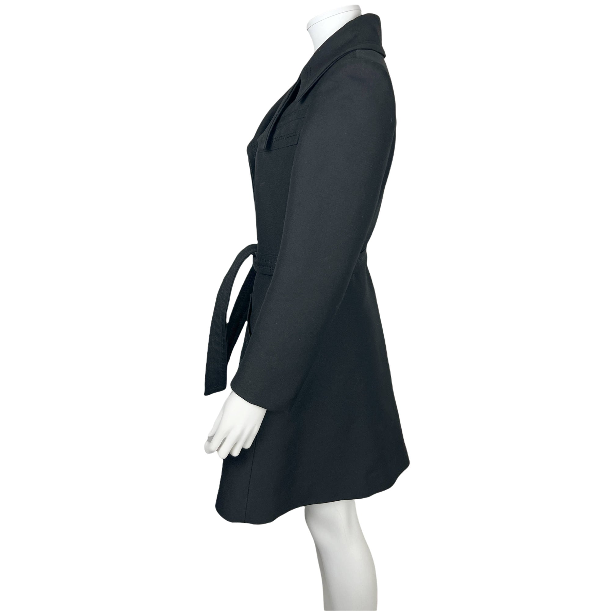 Vintage 1970s Black Wool Coat Couture by Wilson’s Ladies S M