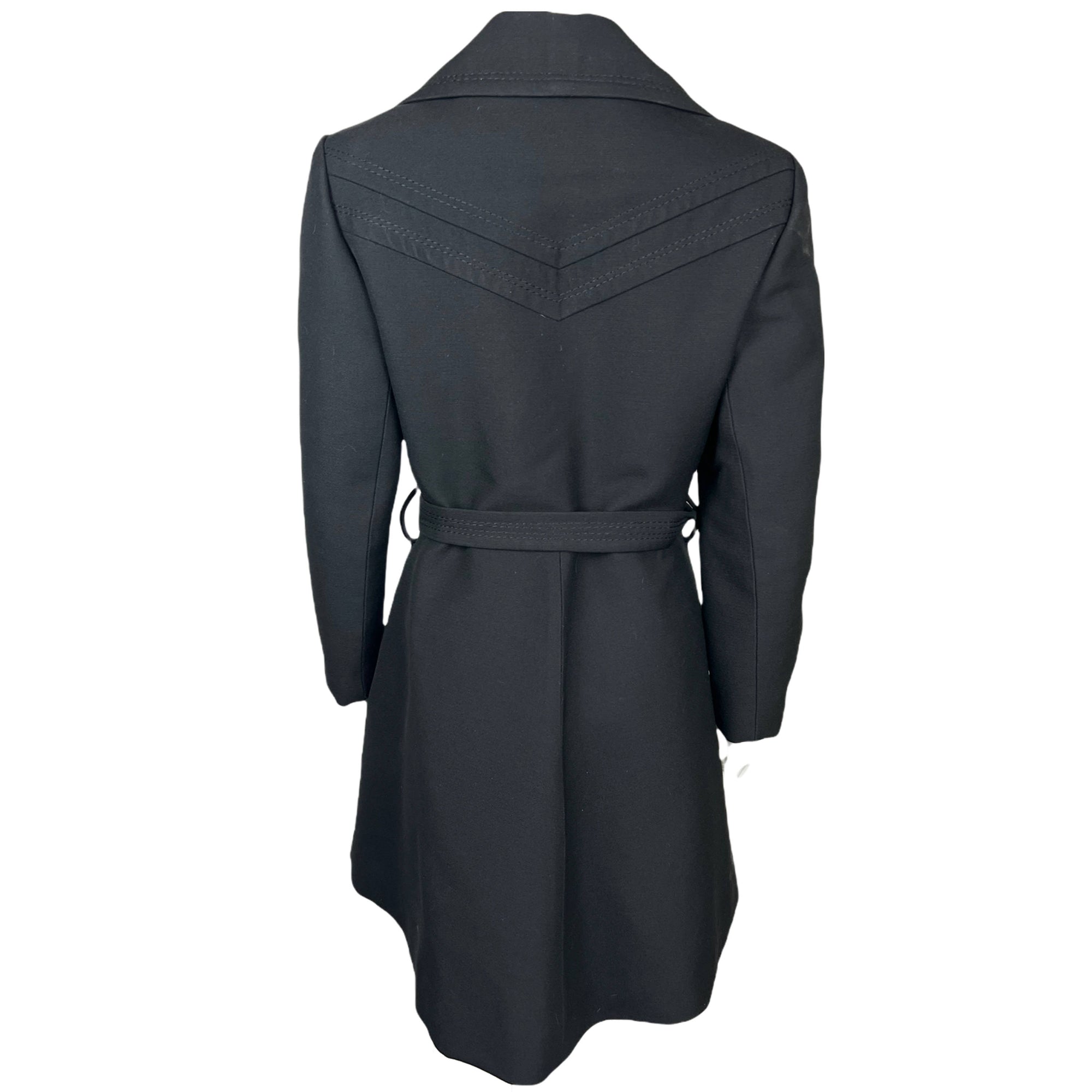 Vintage 1970s Black Wool Coat Couture by Wilson’s Ladies S M