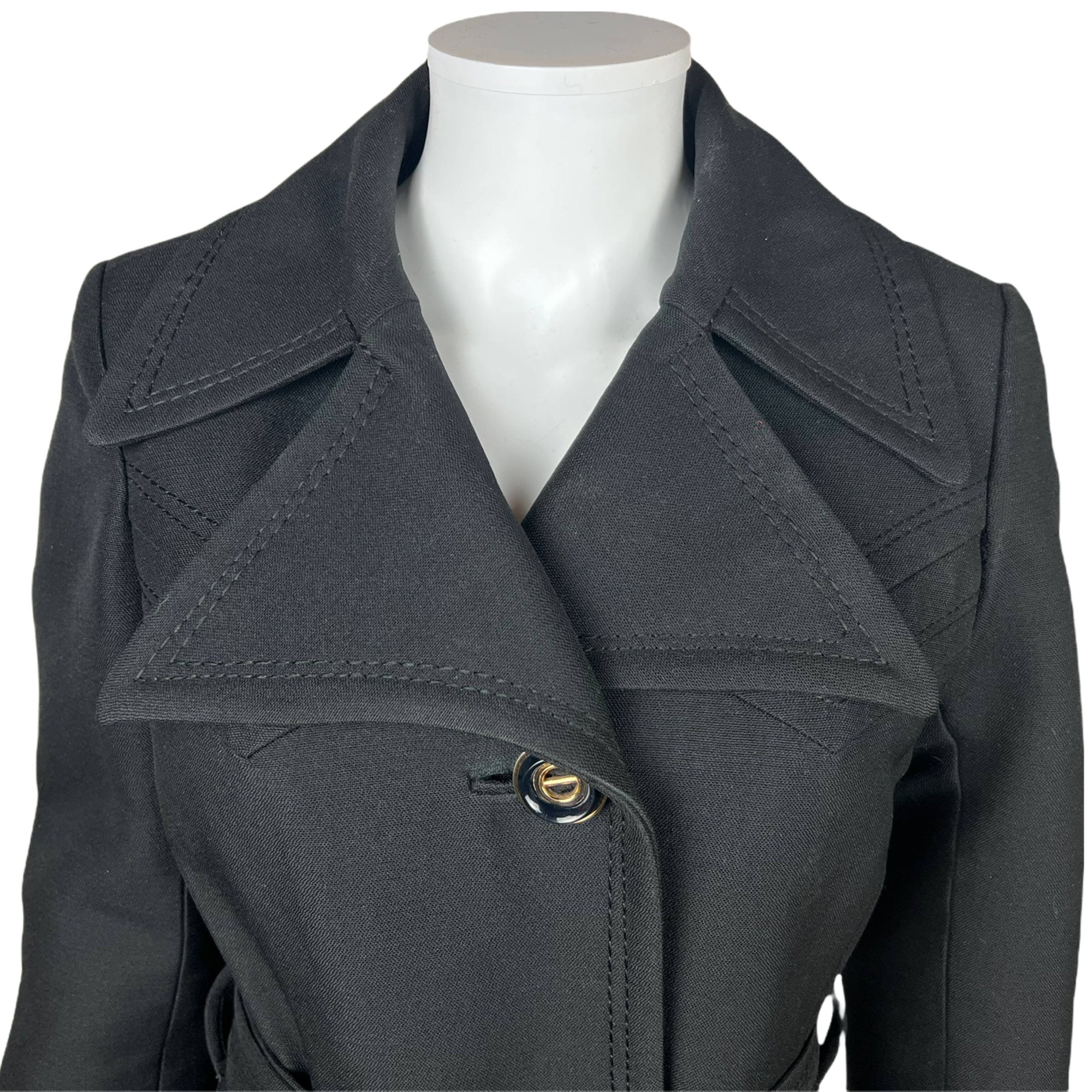 Vintage 1970s Black Wool Coat Couture by Wilson’s Ladies S M