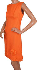 Vintage 1960s Linen Dress Orange - Cover Girl of Miami - Poppy's Vintage Clothing