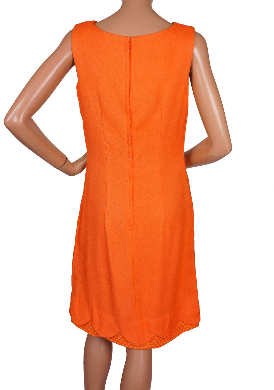 Vintage 1960s Linen Dress Orange - Cover Girl of Miami - Poppy's Vintage Clothing