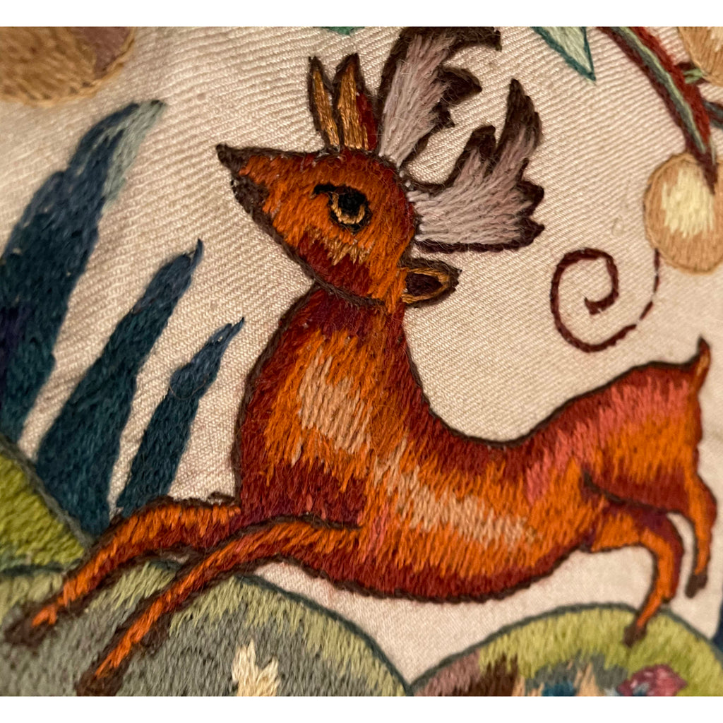 Vintage 1920s Crewel Embroidery Bedspread Embroidered Linen