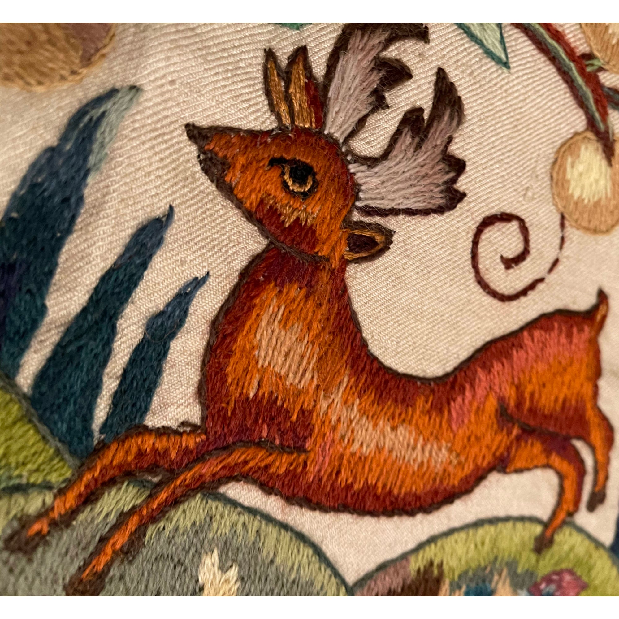 Vintage 1920s Crewel Embroidery Bedspread Embroidered Linen