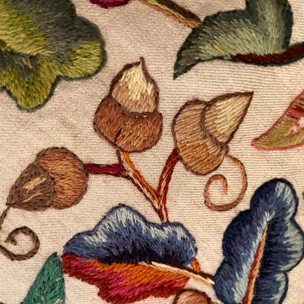 Vintage 1920s Crewel Embroidery Bedspread Embroidered Linen