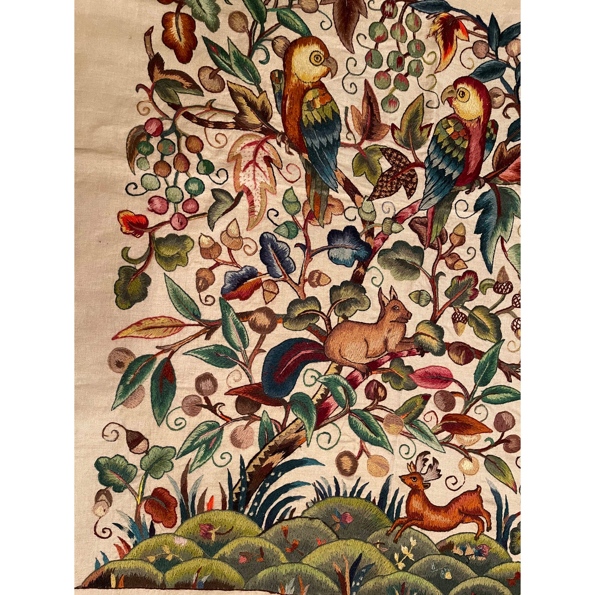 Vintage 1920s Crewel Embroidery Bedspread Embroidered Linen