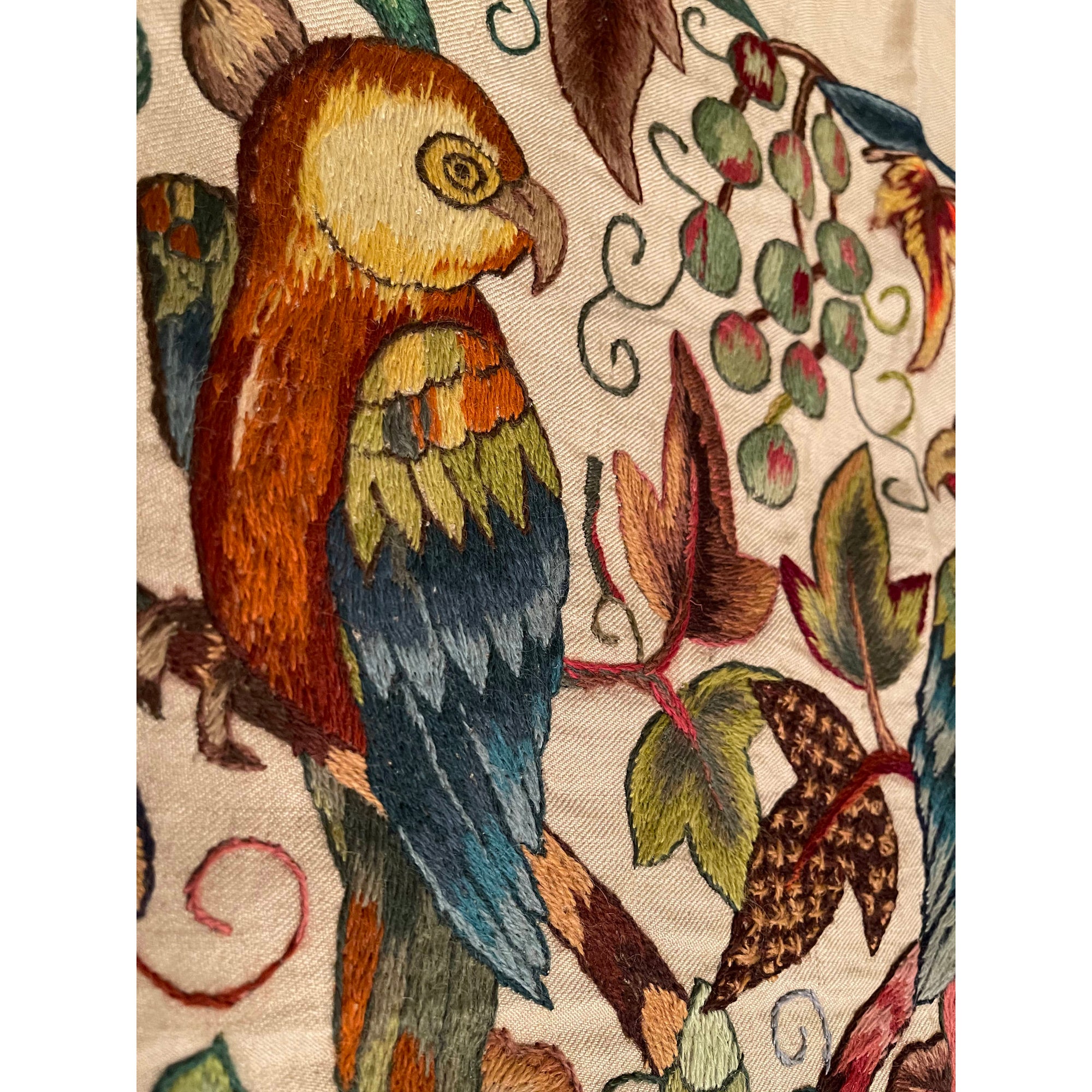 Vintage 1920s Crewel Embroidery Bedspread Embroidered Linen