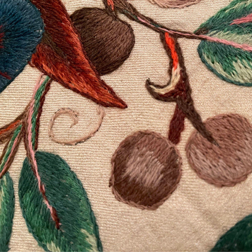 Vintage 1920s Crewel Embroidery Bedspread Embroidered Linen