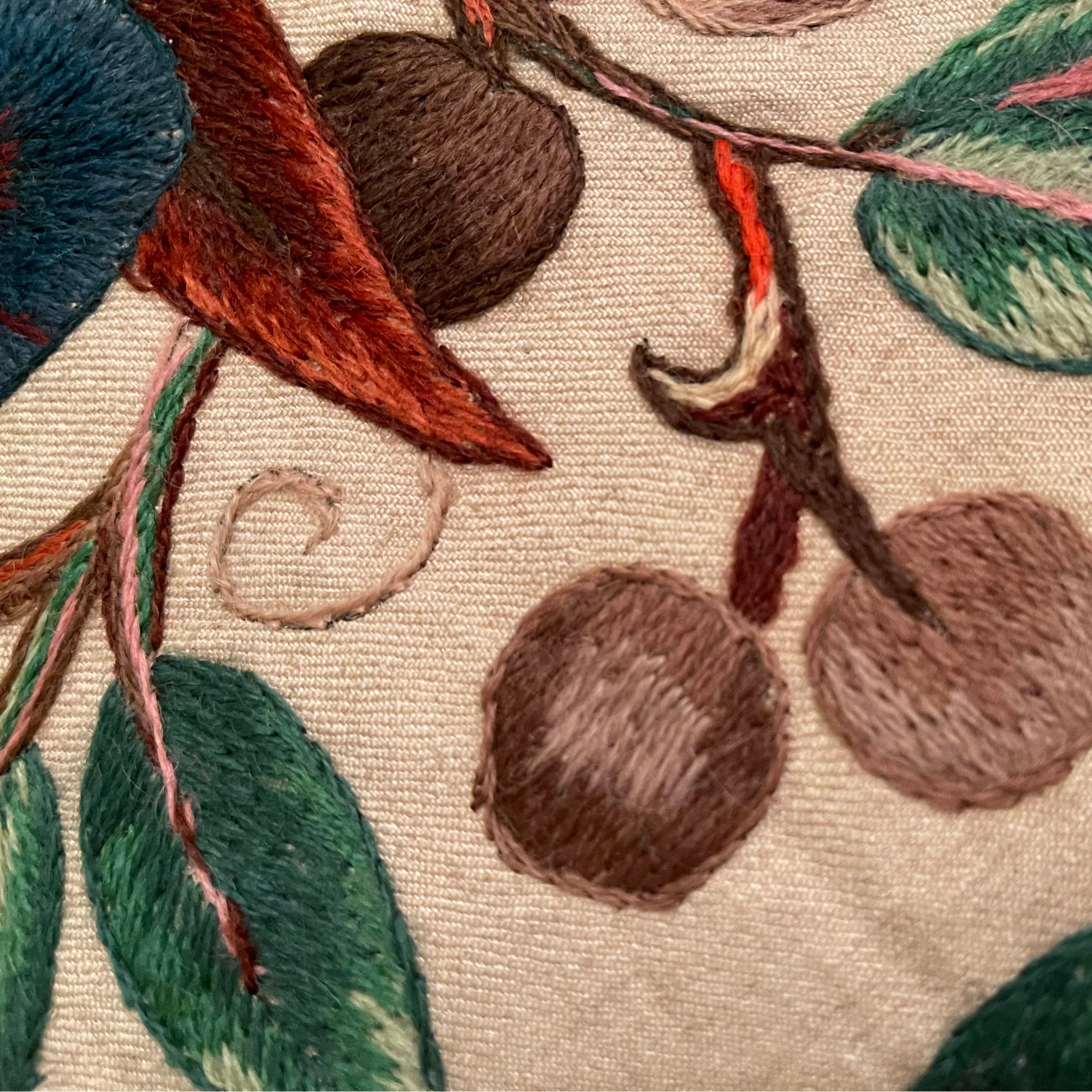 Vintage 1920s Crewel Embroidery Bedspread Embroidered Linen