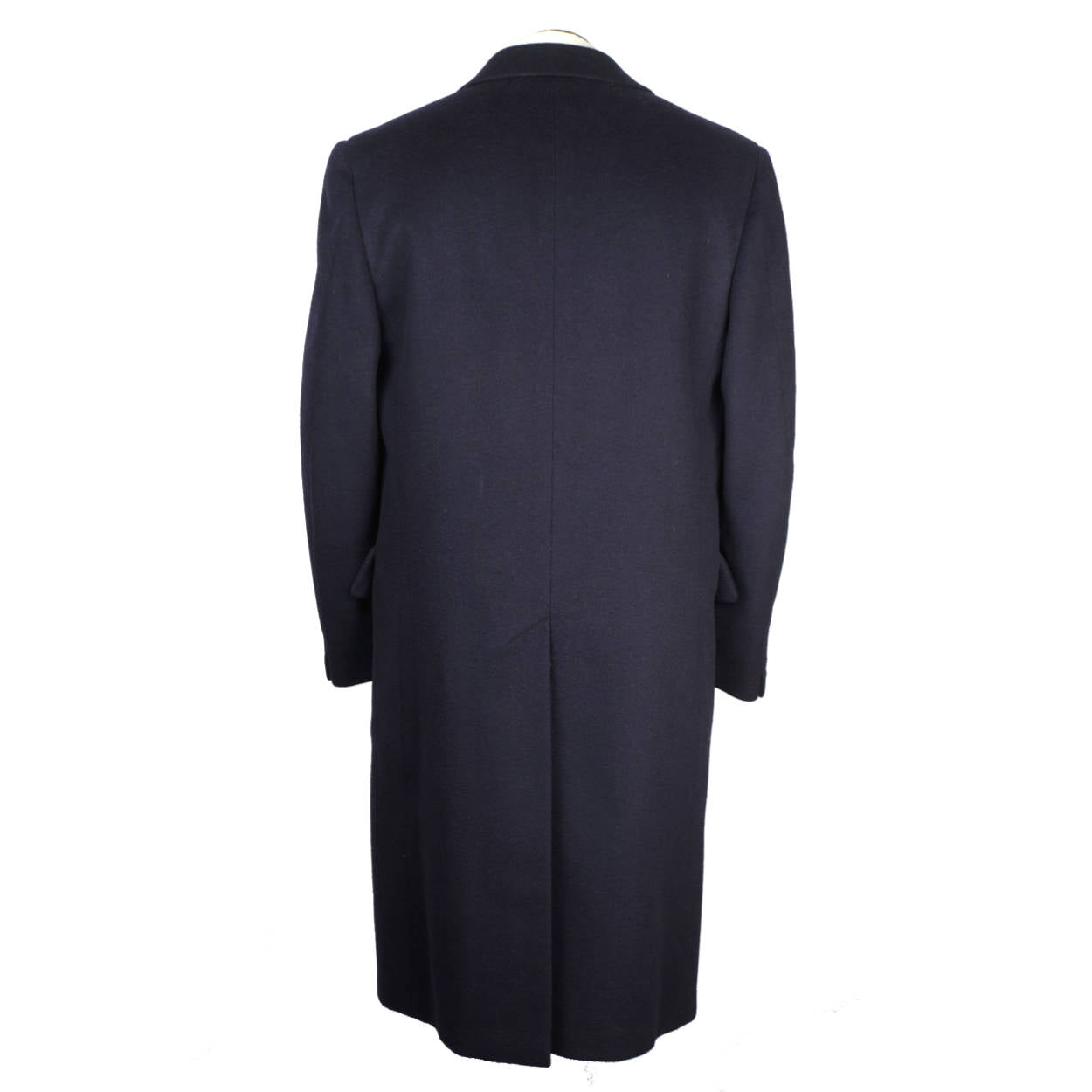 Vintage Mens Overcoat 70s Crombie Blue Long Wool Coat Size M - Poppy's Vintage Clothing