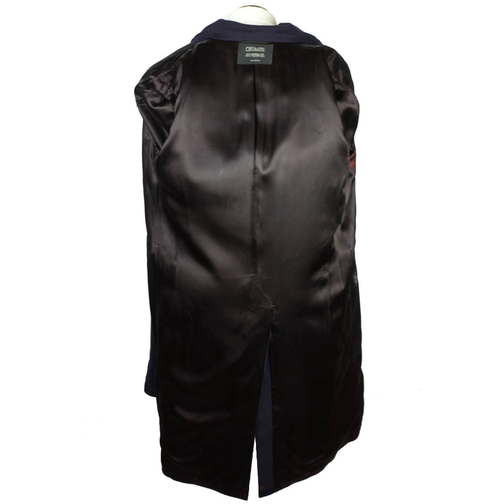 Vintage Mens Overcoat 70s Crombie Blue Long Wool Coat Size M - Poppy's Vintage Clothing