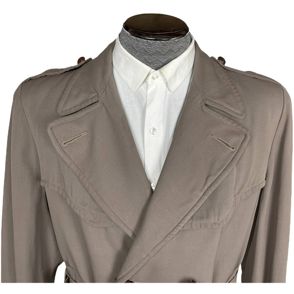 Vintage Mens 1940s Gabardine Trench Coat Crown Montreal Sz M