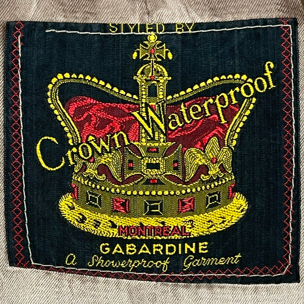 Vintage Mens 1940s Gabardine Trench Coat Crown Montreal Sz M