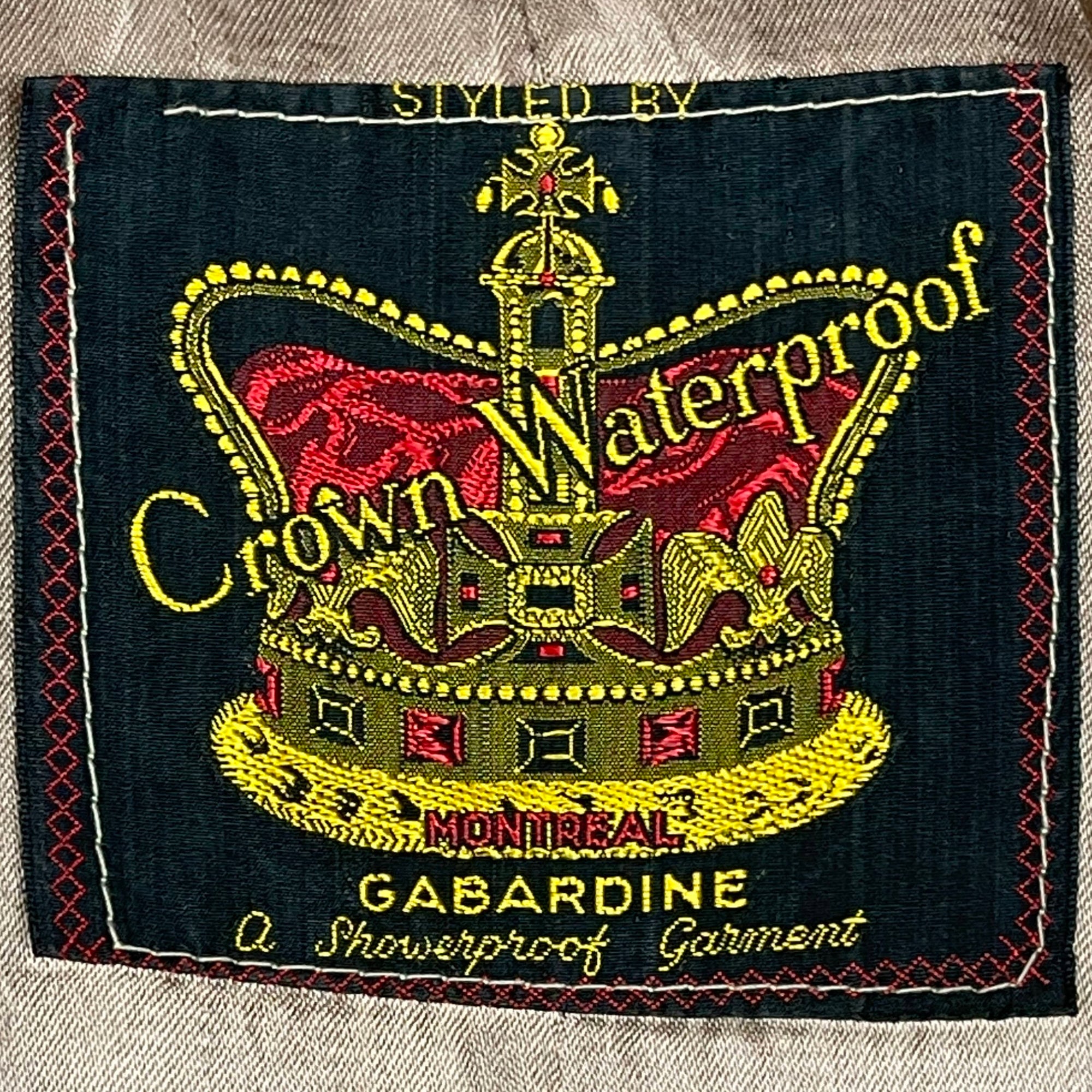 Vintage Mens 1940s Gabardine Trench Coat Crown Montreal Sz M