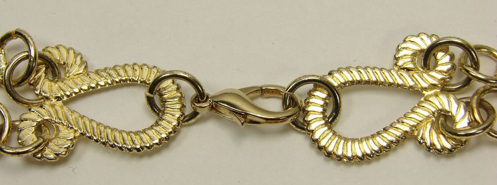 Spiral Necklace Crystal Drops Gold Tone 1960s - Poppy's Vintage Clothing