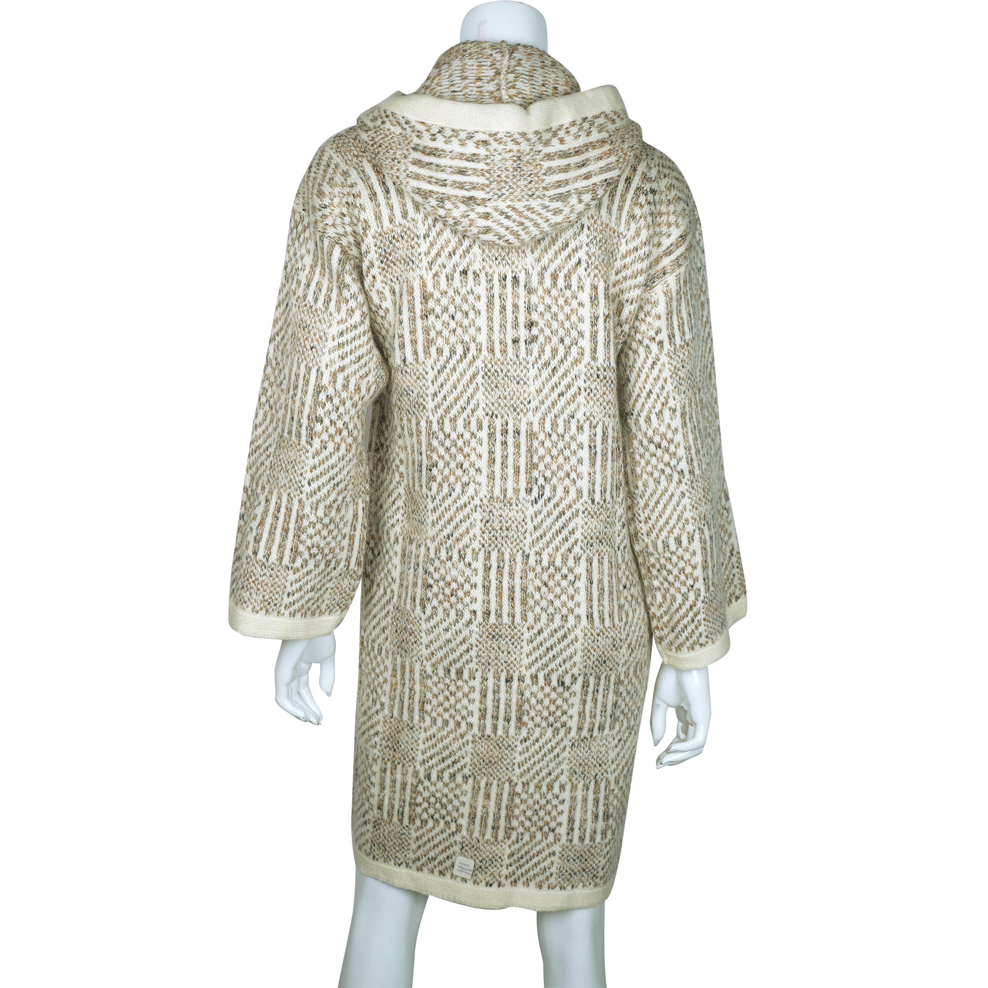 Vintage Cuddle Knit 70s Hooded Sweater Coat