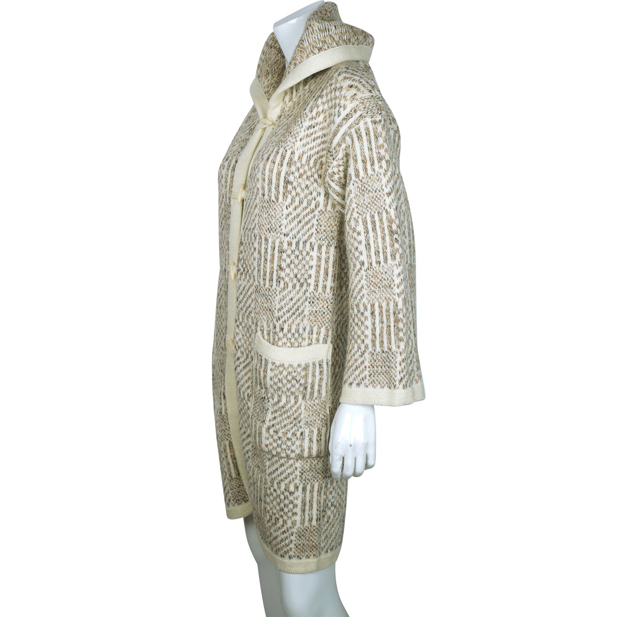 Vintage Cuddle Knit 70s Hooded Sweater Coat