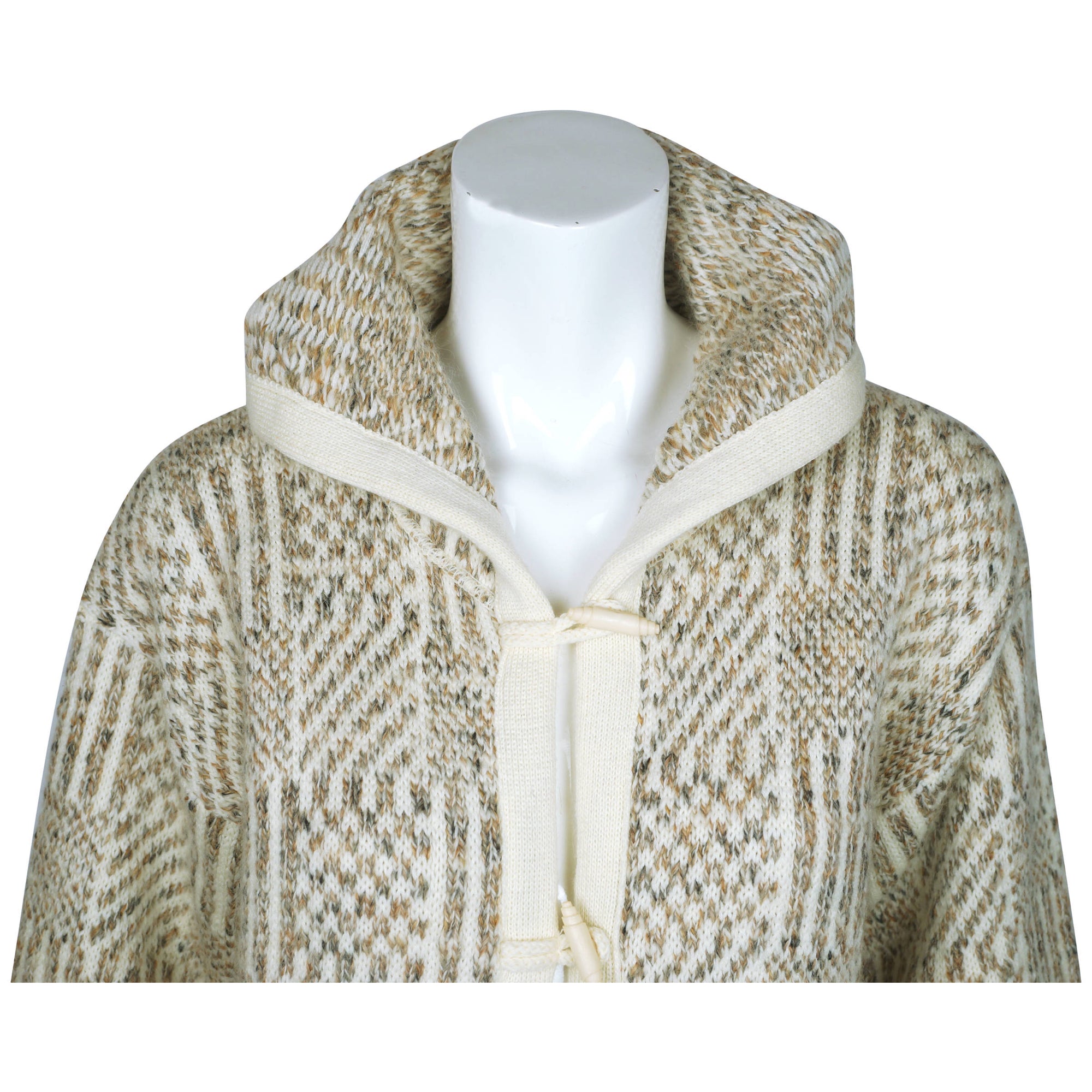 Vintage Cuddle Knit 70s Hooded Sweater Coat