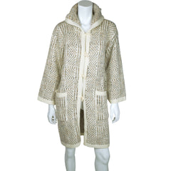 Vintage Cuddle Knit 70s Hooded Sweater Coat