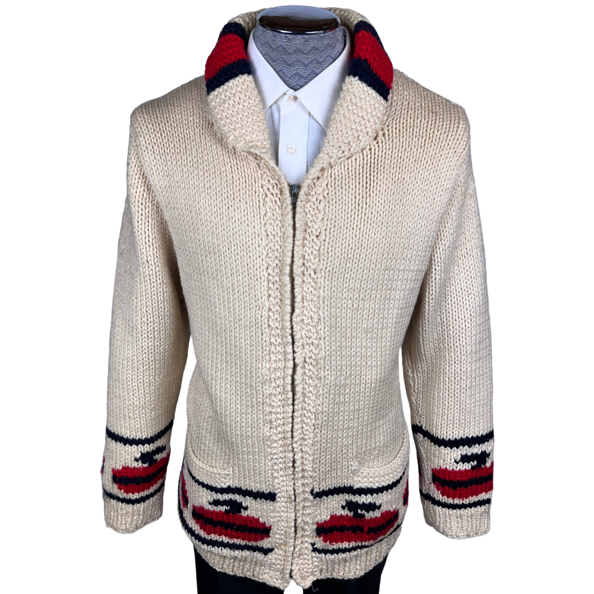 1960s Vintage Curling Sweater Patons Pattern Mens Cowichan