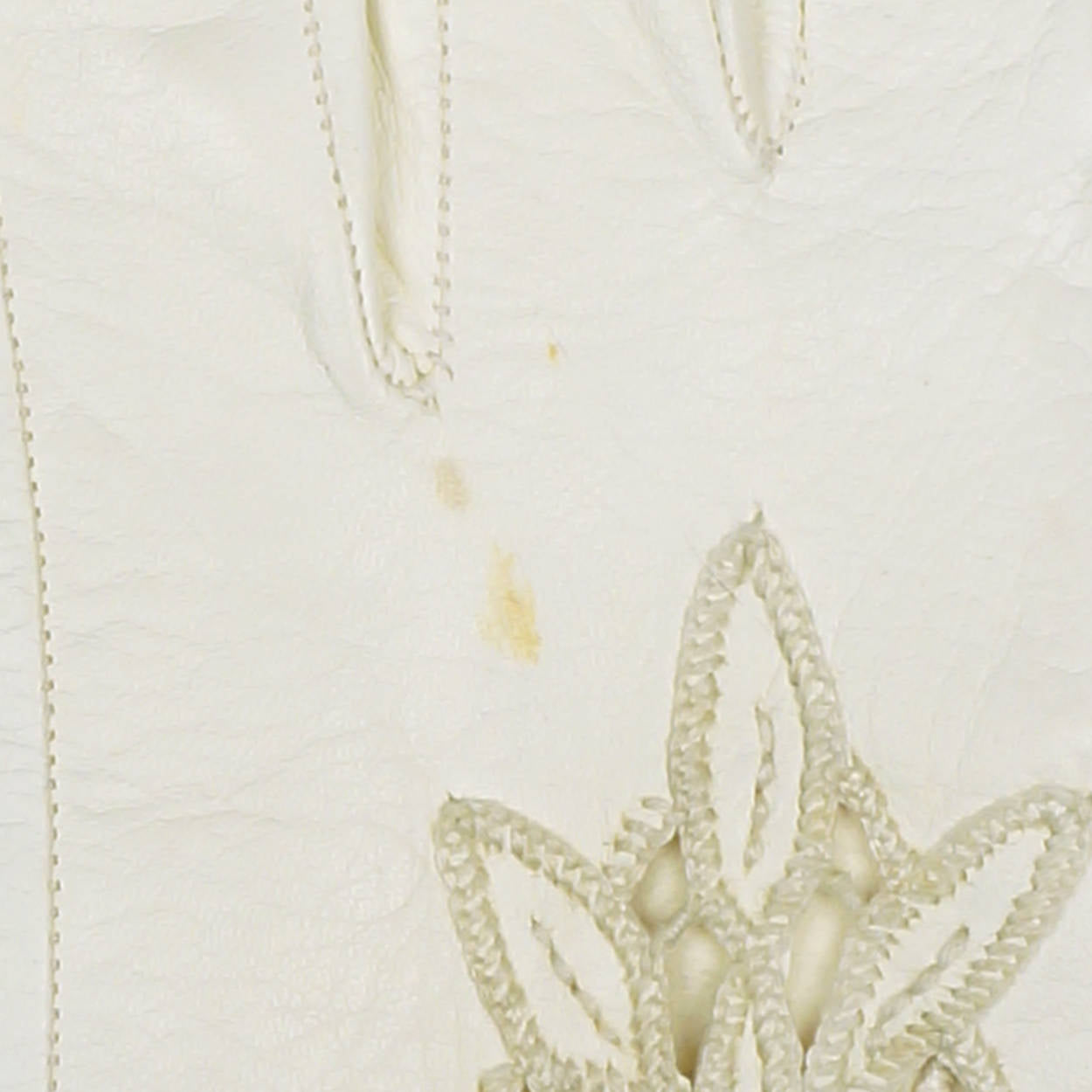 Vintage Ladies White Kid Leather Cutwork Long Evening Gloves Lace Inset - Poppy's Vintage Clothing