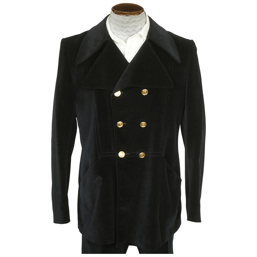 Vintage 1960s Mod Mens Dandy Suit 1969 Double Breasted Black Velvet Size  M L 42 - Poppy's Vintage Clothing
