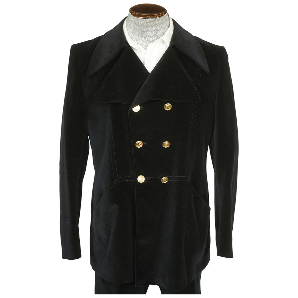 Vintage 1960s Mod Mens Dandy Suit 1969 Double Breasted Black Velvet Size  M L 42 - Poppy's Vintage Clothing