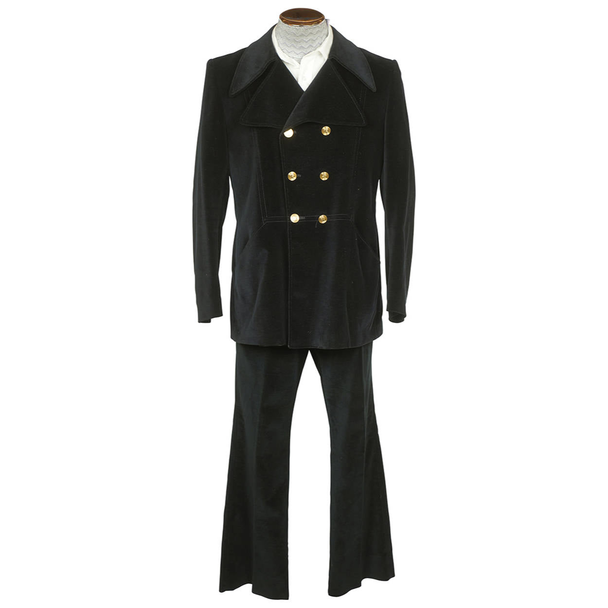 Vintage 1960s Mod Mens Dandy Suit 1969 Double Breasted Black Velvet Size M  L 42