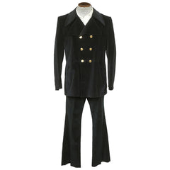 Vintage 1960s Mod Mens Dandy Suit 1969 Double Breasted Black Velvet Size  M L 42 - Poppy's Vintage Clothing