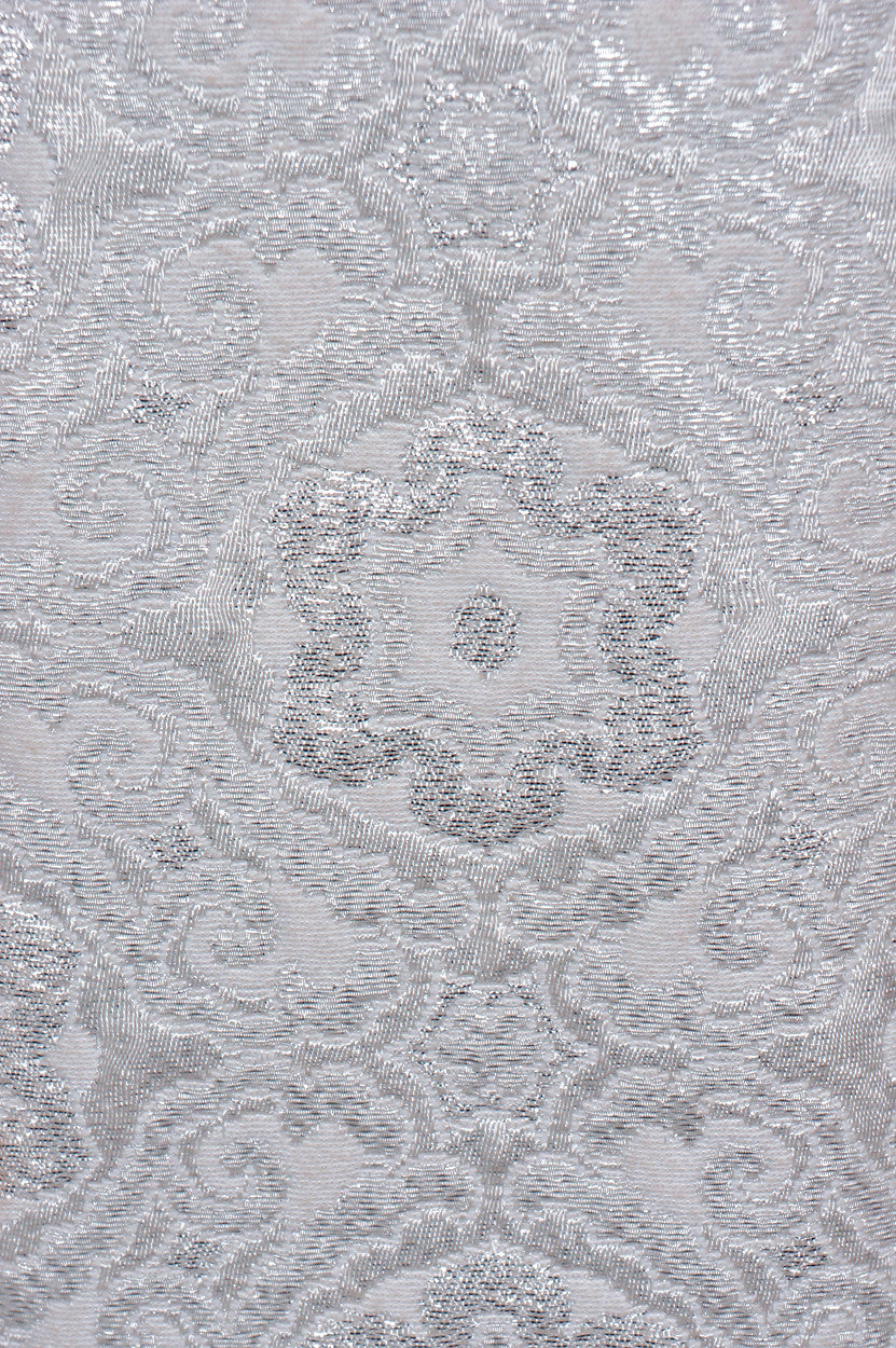 Vintage 1960s Dress White & Silver Brocade - Poppy's Vintage Clothing