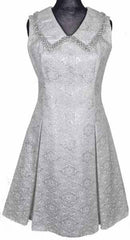 Vintage 1960s Dress White & Silver Brocade - Poppy's Vintage Clothing