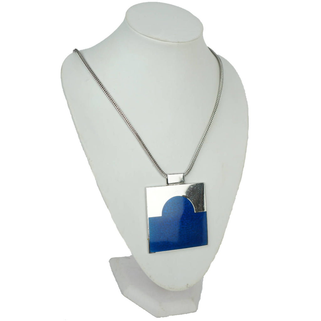 Modernist Necklace de Passille Sylvestre Enamel Pendant Large - Poppy's Vintage Clothing