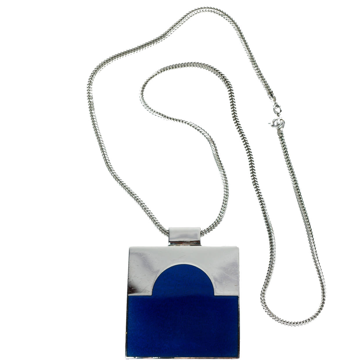 Modernist Necklace de Passille Sylvestre Enamel Pendant Large - Poppy's Vintage Clothing