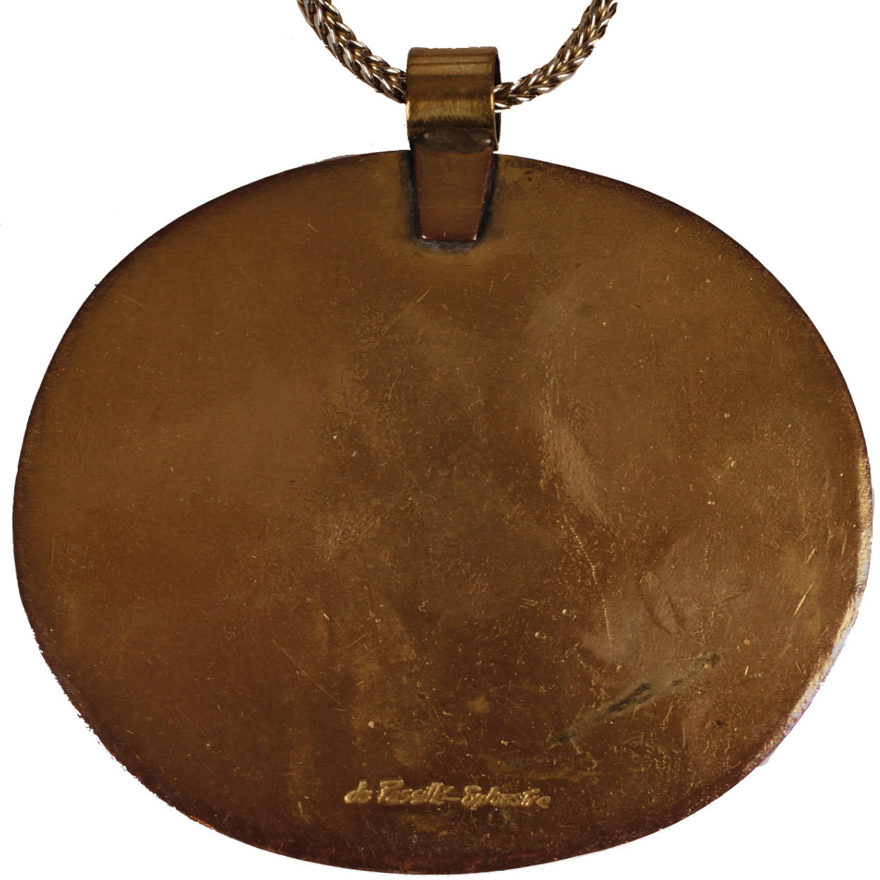 Large Modernist de Passille Sylvestre Enamel Brass Pendant Necklace Quebec - Poppy's Vintage Clothing