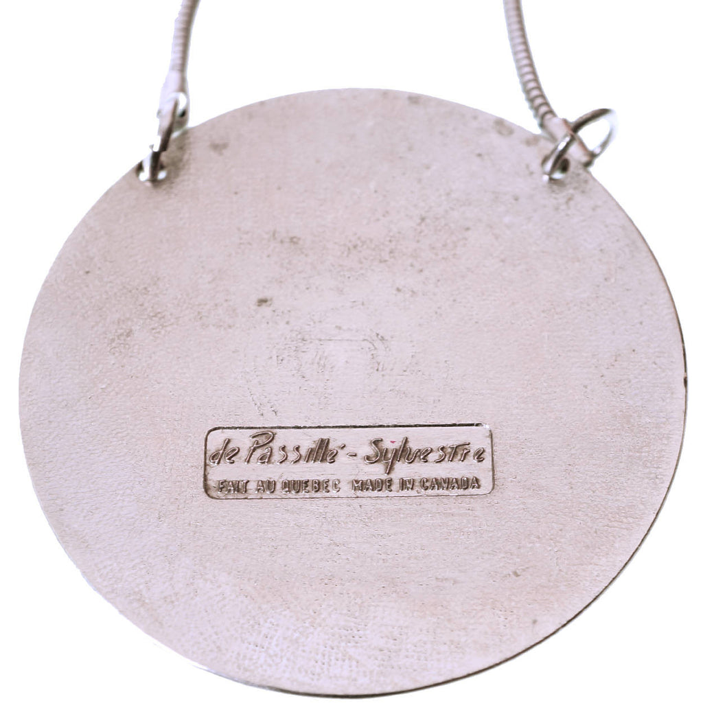 Modernist de Passille Sylvestre Enamel Pendant Necklace Bird Design Quebec Artisans - Poppy's Vintage Clothing