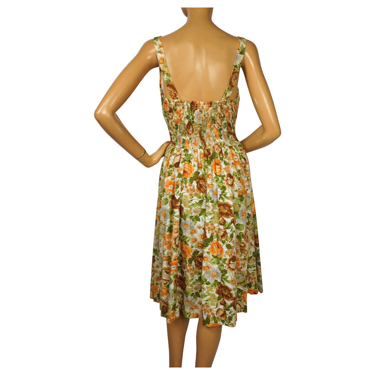 Vintage 1960s De Weese Design Cotton Sun Dress Floral Print Size S M - Poppy's Vintage Clothing