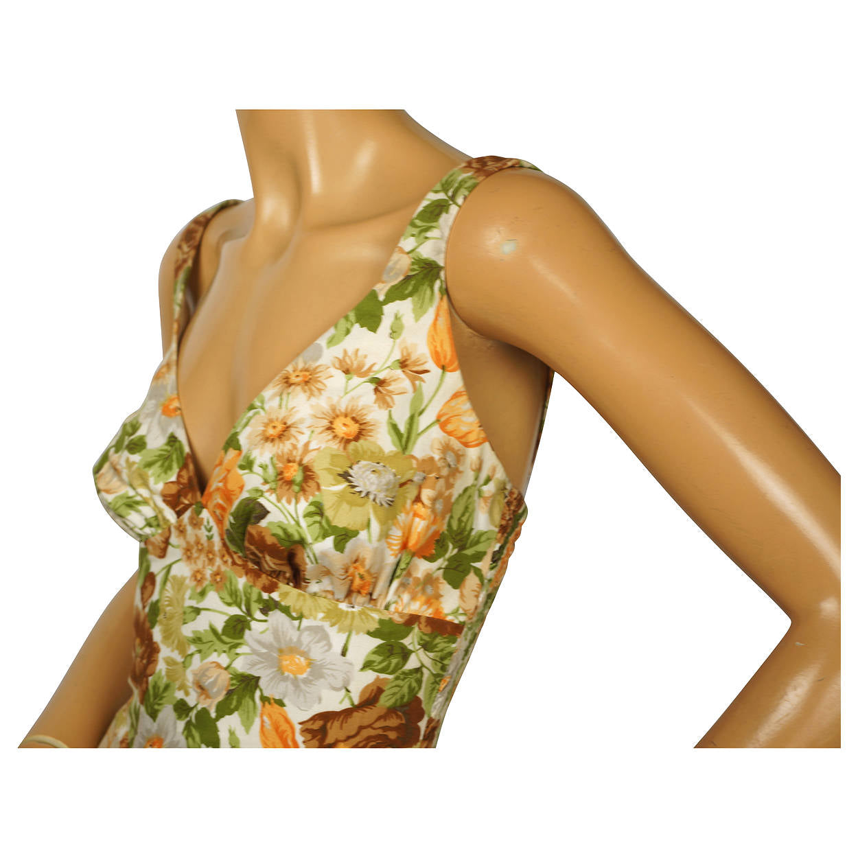 Vintage 1960s De Weese Design Cotton Sun Dress Floral Print Size S M - Poppy's Vintage Clothing