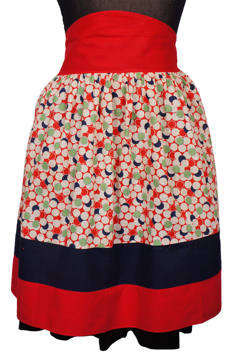 Art Deco Apron Geometric Circle Bubble Pattern Vintage 1930s - Poppy's Vintage Clothing