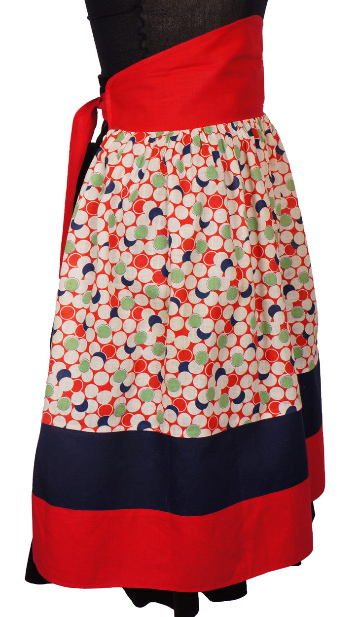 Art Deco Apron Geometric Circle Bubble Pattern Vintage 1930s - Poppy's Vintage Clothing